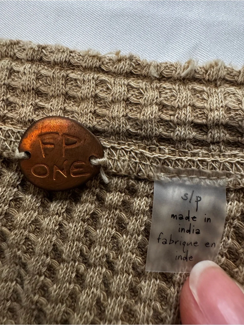 Free People Waffle Knit Long-Sleeve Henley Top Size Small
